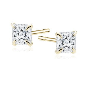 Cercei argint placati cu aur galben cu piatra Princess Cut 3 mm DiAmanti 1CK3EG_W-DIA (Argint 925‰ 0,3 g.)